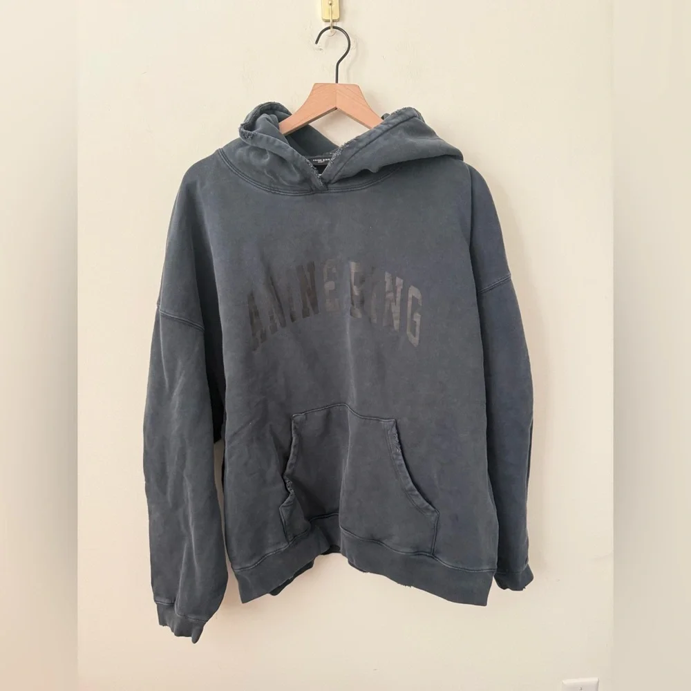 Anine Bing Dark Washed Black Harvey Sweatshirt Size XL - Picture 2 of 4